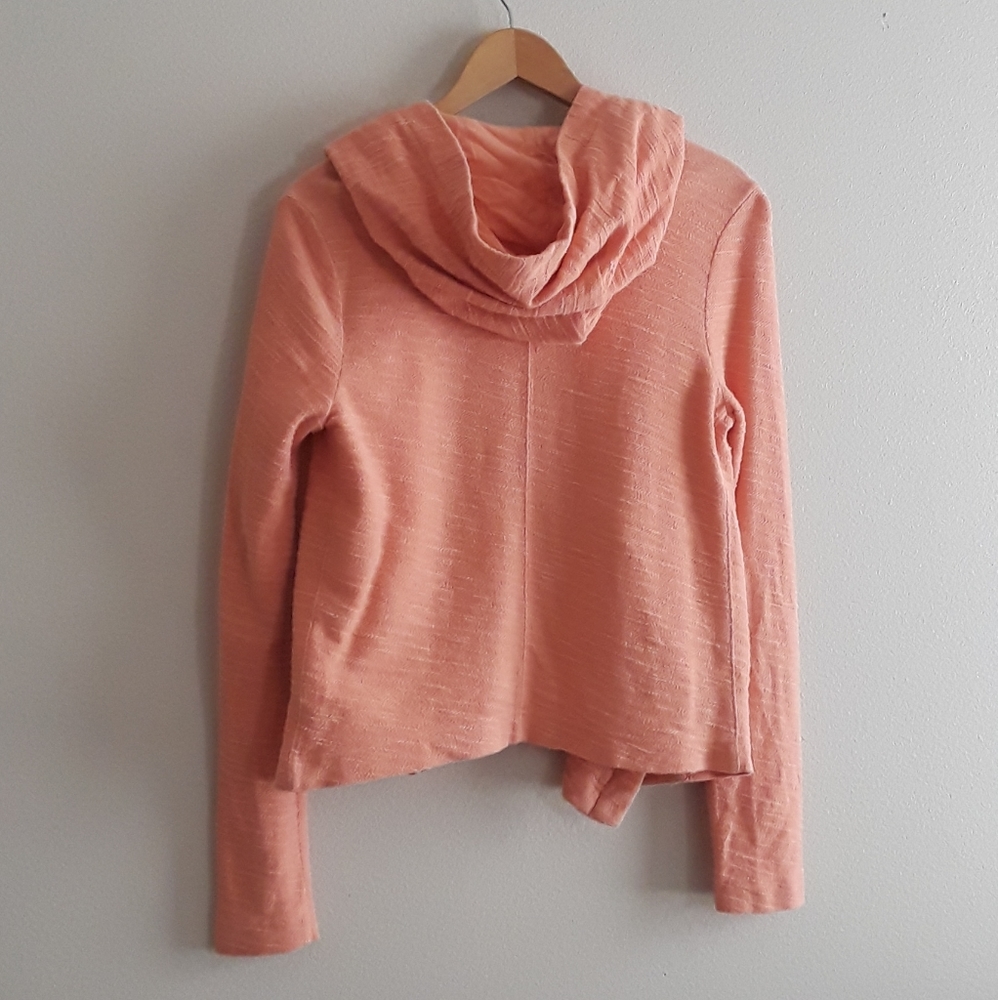 Anthropologie Cozy Peach Hooded Sweater XS
